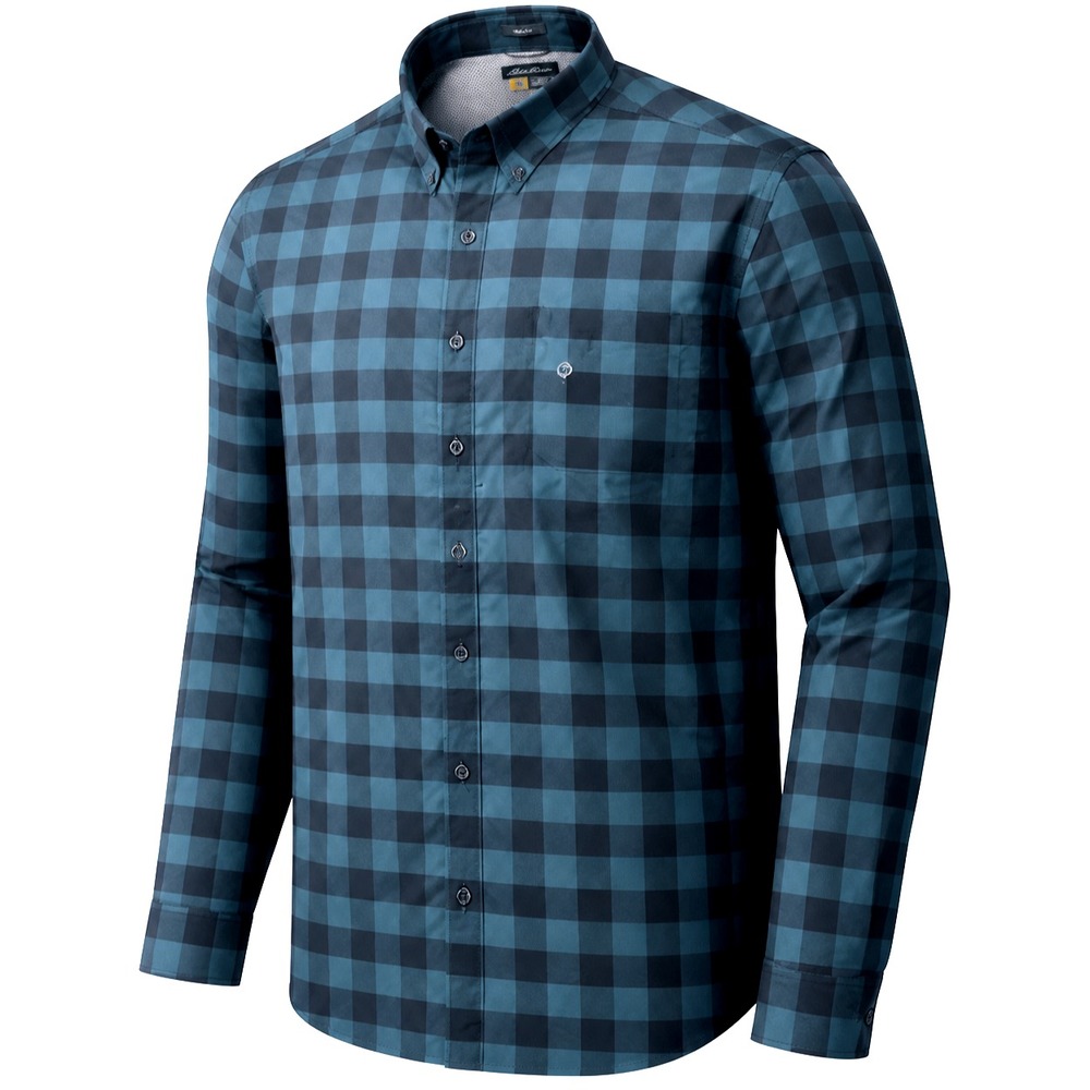 Eddie Bauer Travex Shirt Men 2XL Green Buffalo Plaid Classic LS Hiking Gorp